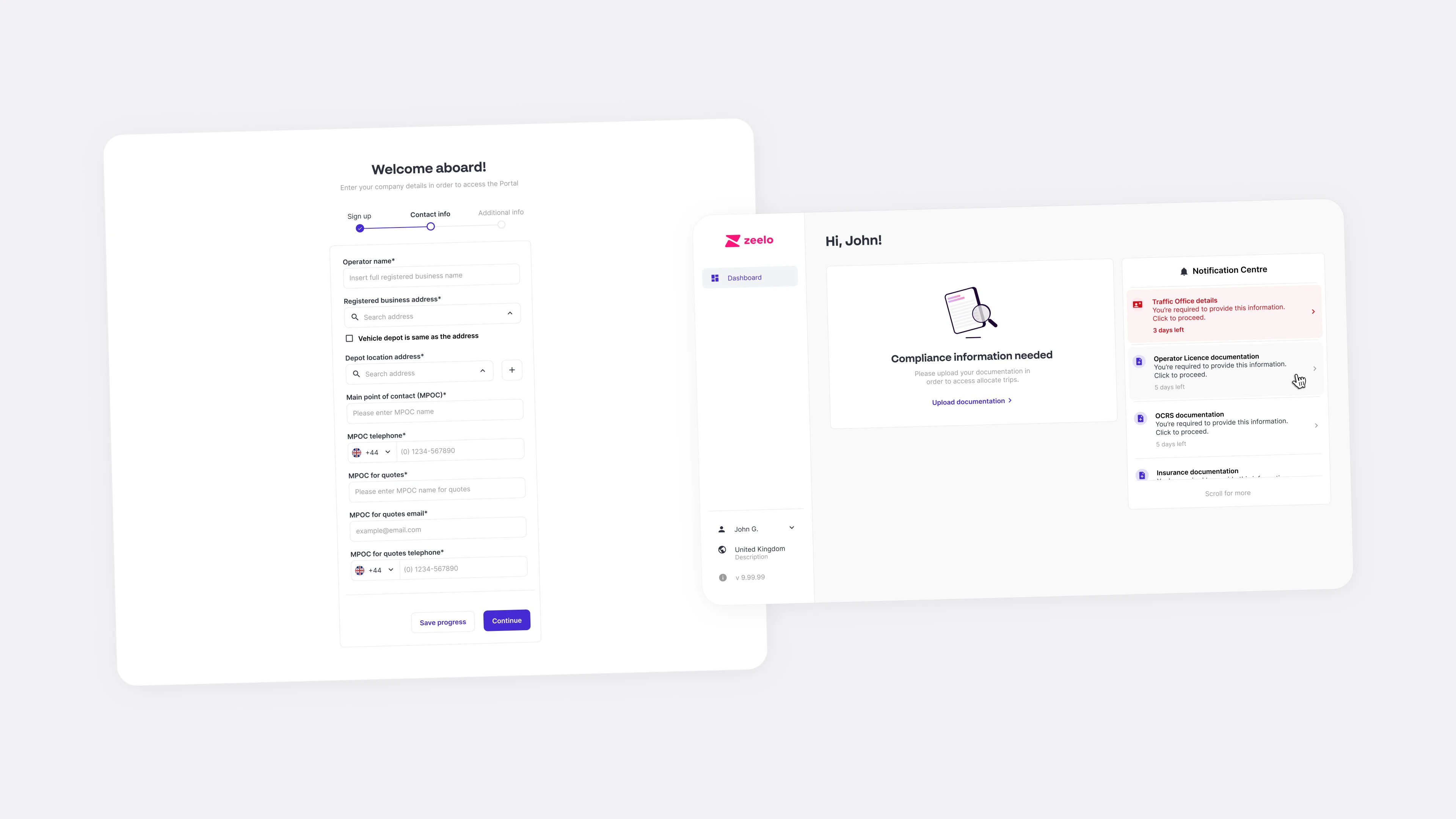 Zeelo — operator compliance portal