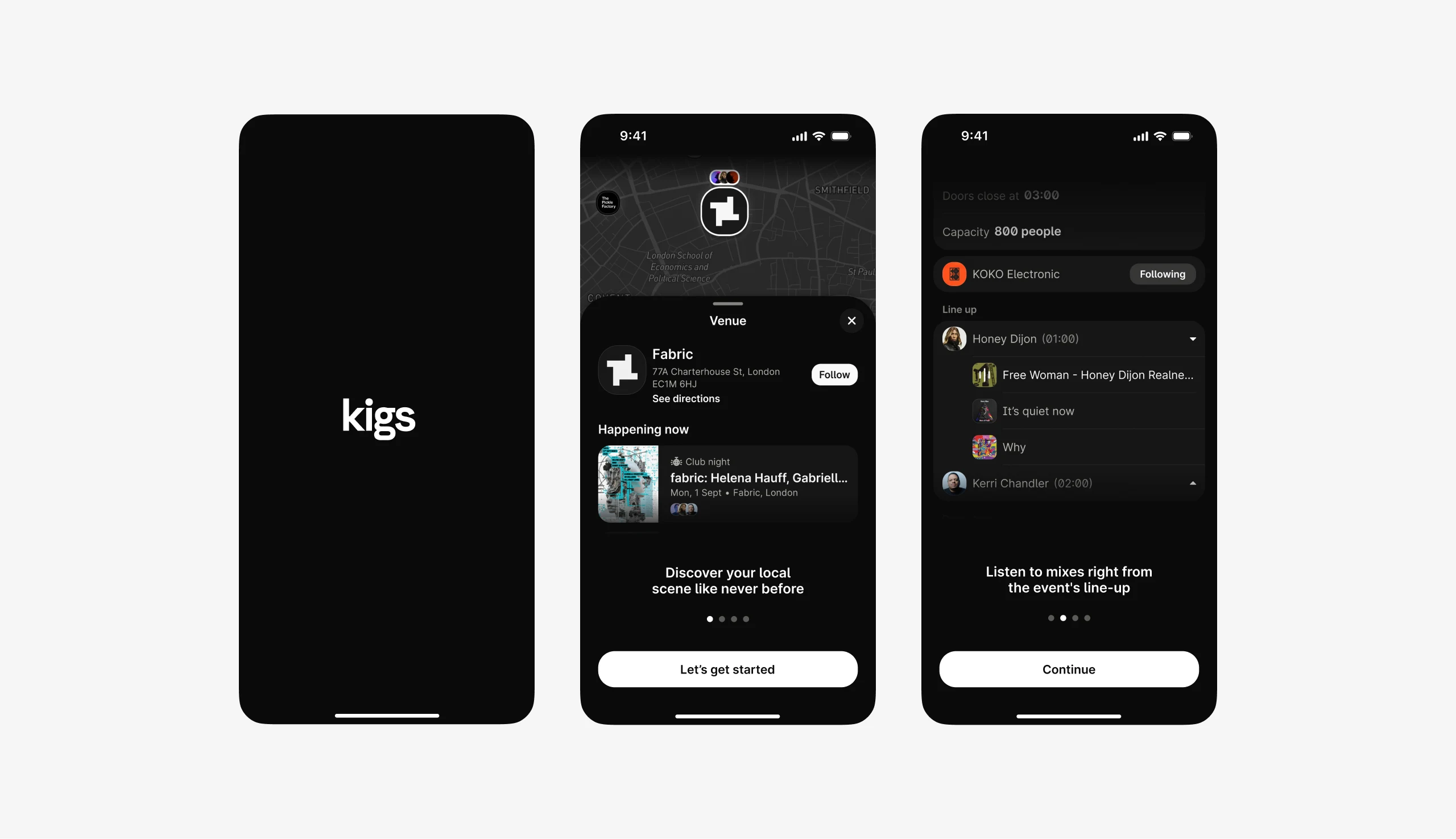 Kigs onboarding V1 – splash screen and explainer screens